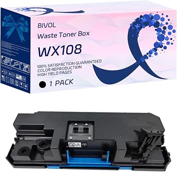 BIVOL WX108 Waste Toner Box Compatible for Konica Minolta bizhub 361i 450i 451i Printers, with Chip, High Yield 400000 Pages, Vivid Colors 1 Pack Black