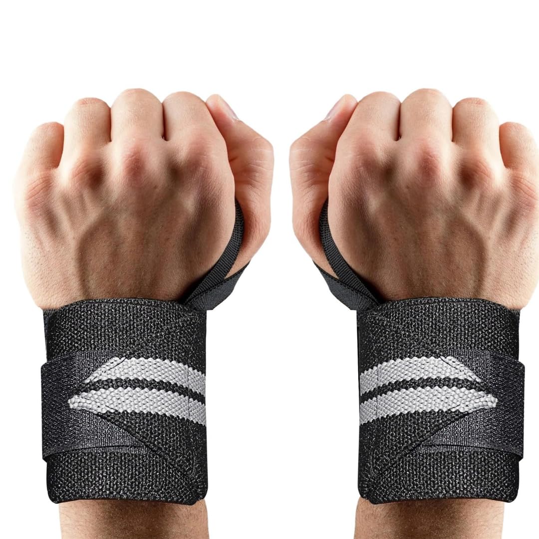 Wrist Support for Gym | Wrist Band for Men & Women with Thumb Loop | Weightlifting Hand Grip & Wrist Straps | Polyester Gym Accessories for Workout & Fitness (Grey)-image-36