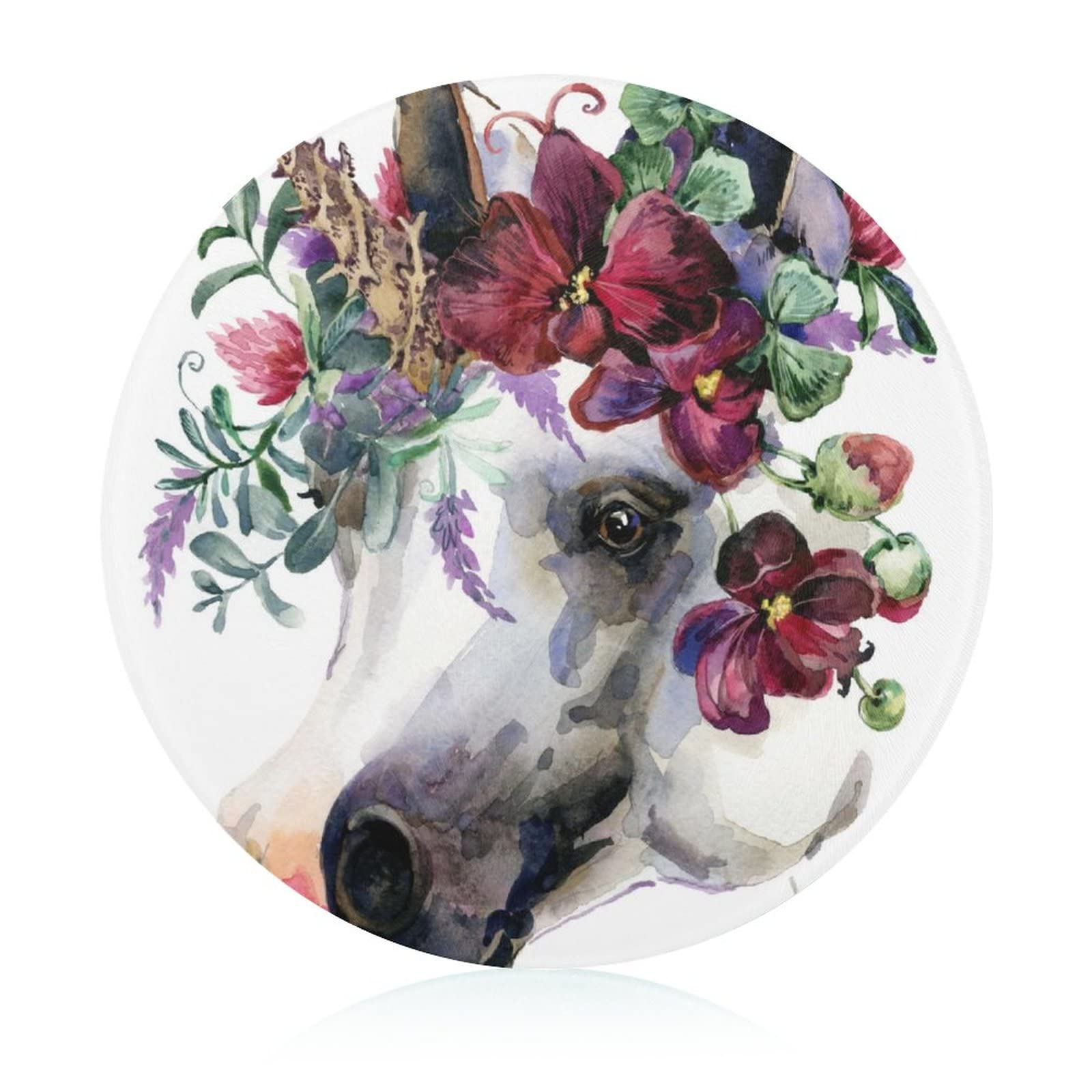 Planche à découper en verre trempé haut de gamme 20 cm avec son décor floral licorne élégant