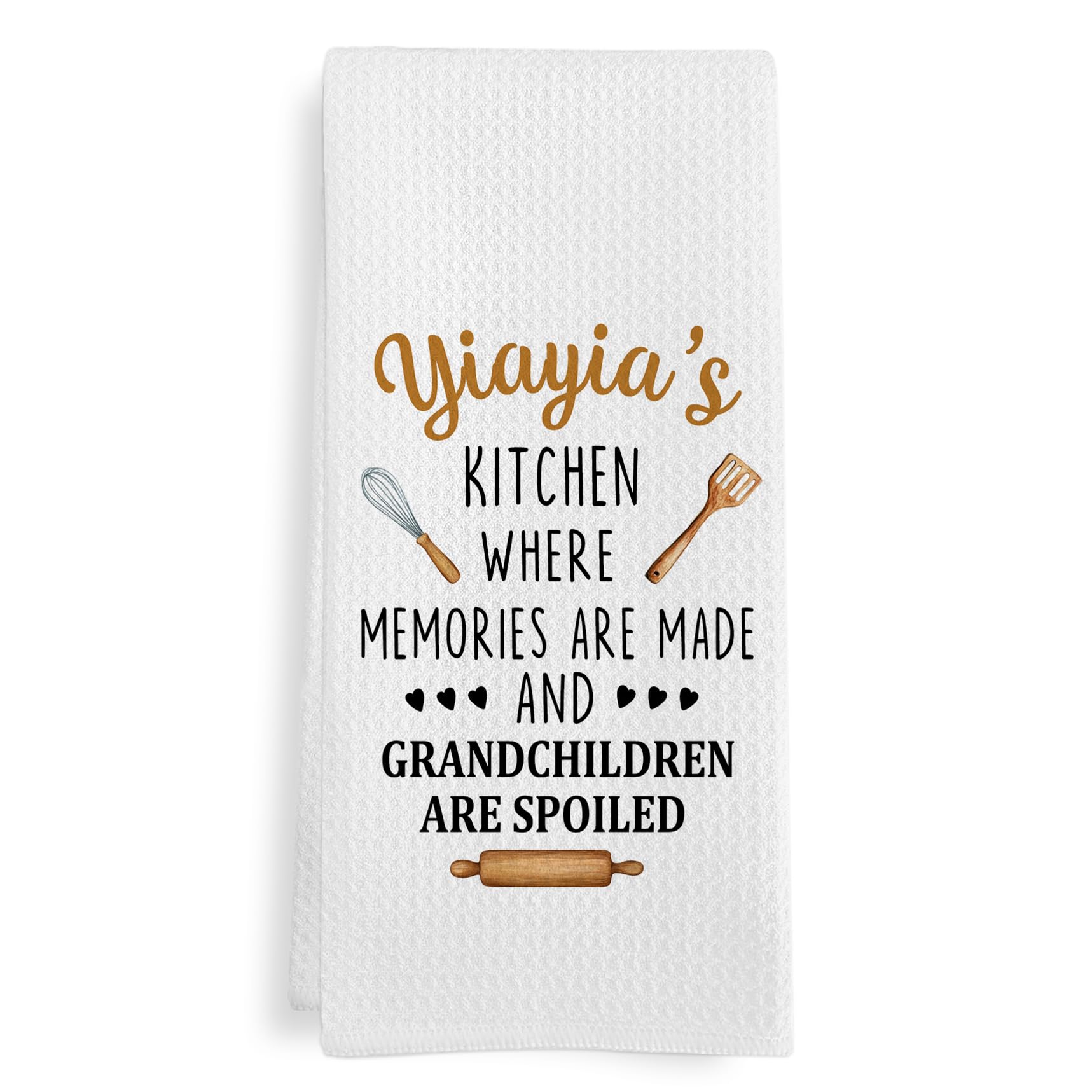 Yiayia Gifts Kitchen Towels, Mothers Day Birthday Gifts Dish Tea Towels for Kitchen, Gift for Yiayia's Grandma Decorative Hand Towel from Grandchildren, 16x24 Inch