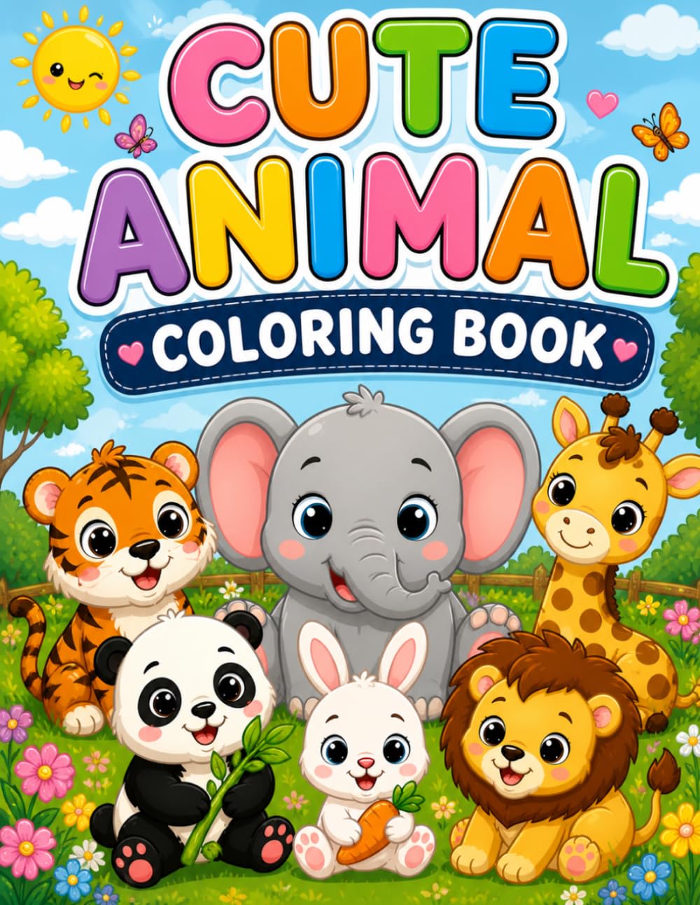 Cute Baby Animals Coloring Book for Kids Ages 3–6: Fun and Easy Coloring Pages with Adorable Animals | Simple Bold Designs for Toddlers, Preschoolers, and Beginners
