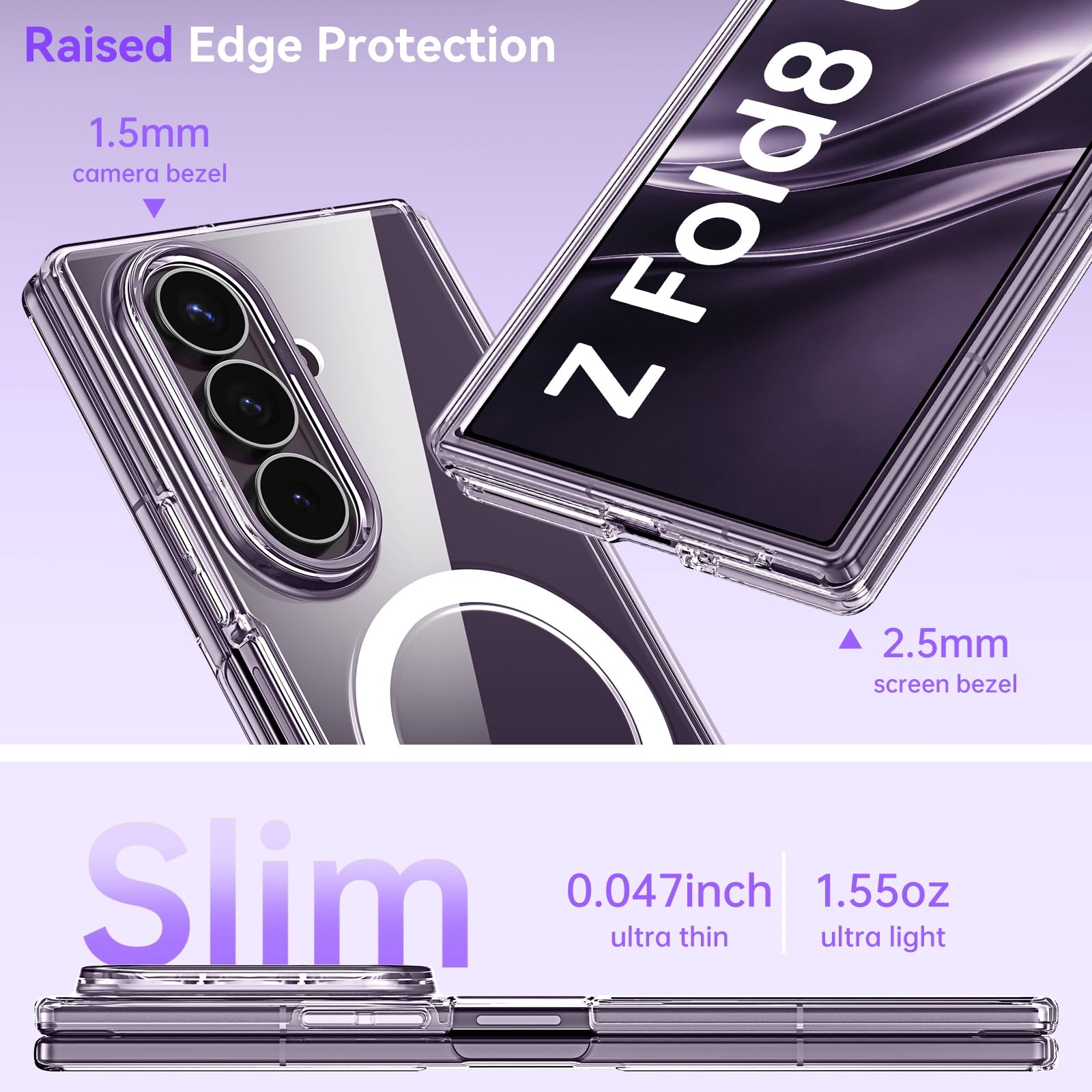 BENTOBEN Custodia magnetica per Samsung Galaxy Z Fold 8 Ultra, protezione completa con cerniera, adatta per Magsafe, sottile, robusta, antiurto, protettiva, anti-giallo, per Fold8 8", bianco