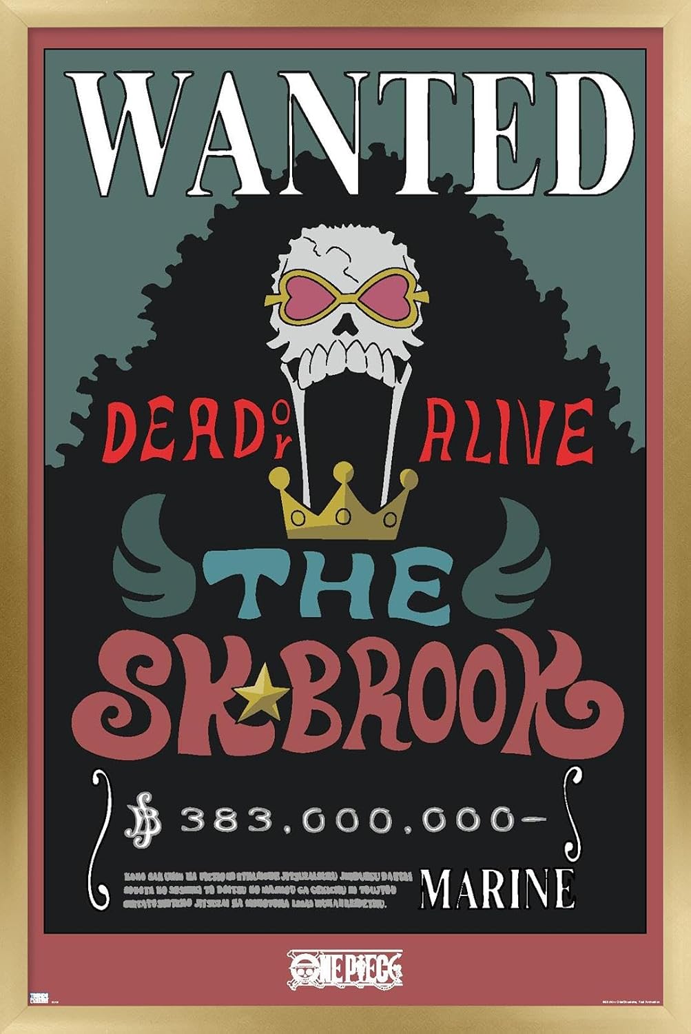 One Piece - Brook Wanted Poster Wall Poster, 34L" x 22.4W", Premium Unframed Version