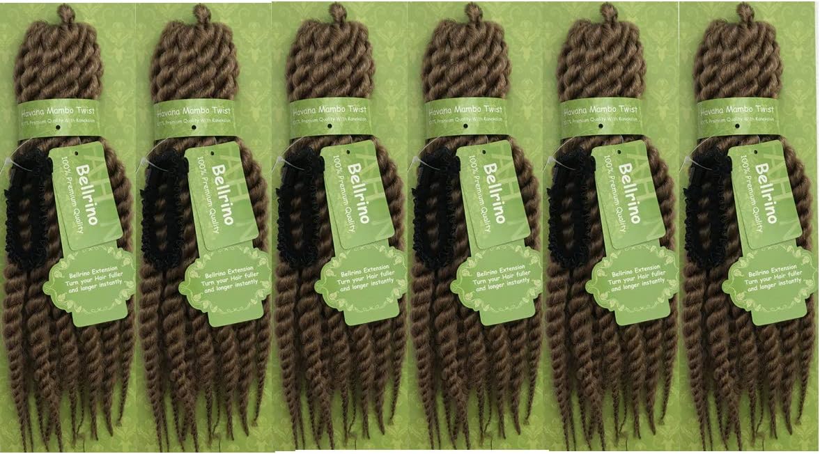 Bellrino 6 Packs 12 inch Havana Mambo Twist Crochet Braids Senegalese Twist Crochet Hair Synthetic Braiding Hair Extensions (12INCH, COLOR# 27)