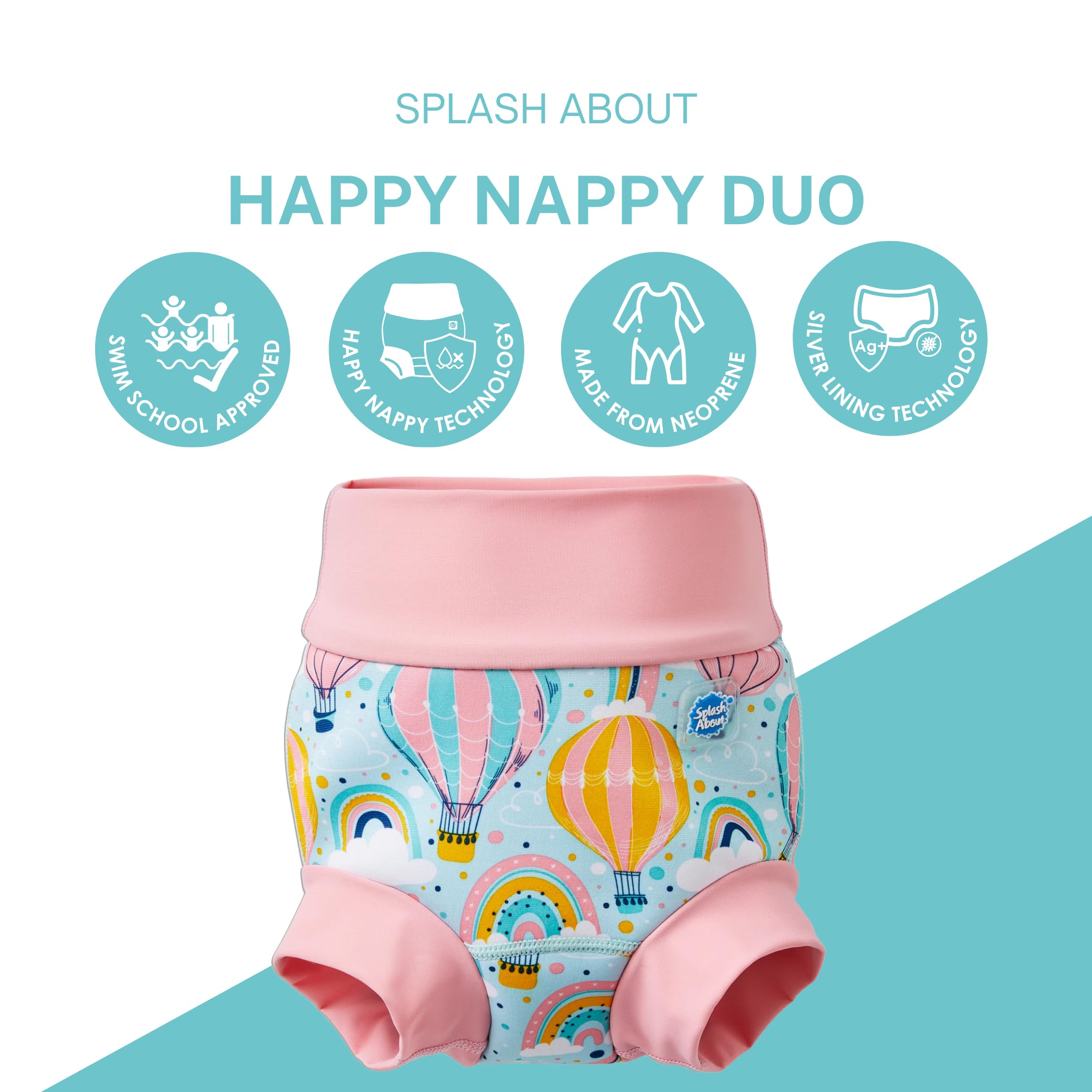 Splash About Happy Nappy Duo Reusable Swim Diaper, Up & Away, 12-24 Months