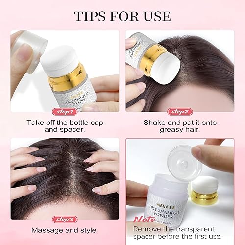 Miniatura 4 de Champú seco en polvo, absorbe el exceso de aceite, raíz matificante para refrescar el cabello esponjoso, champú para cabello seco de tamaño de viaje