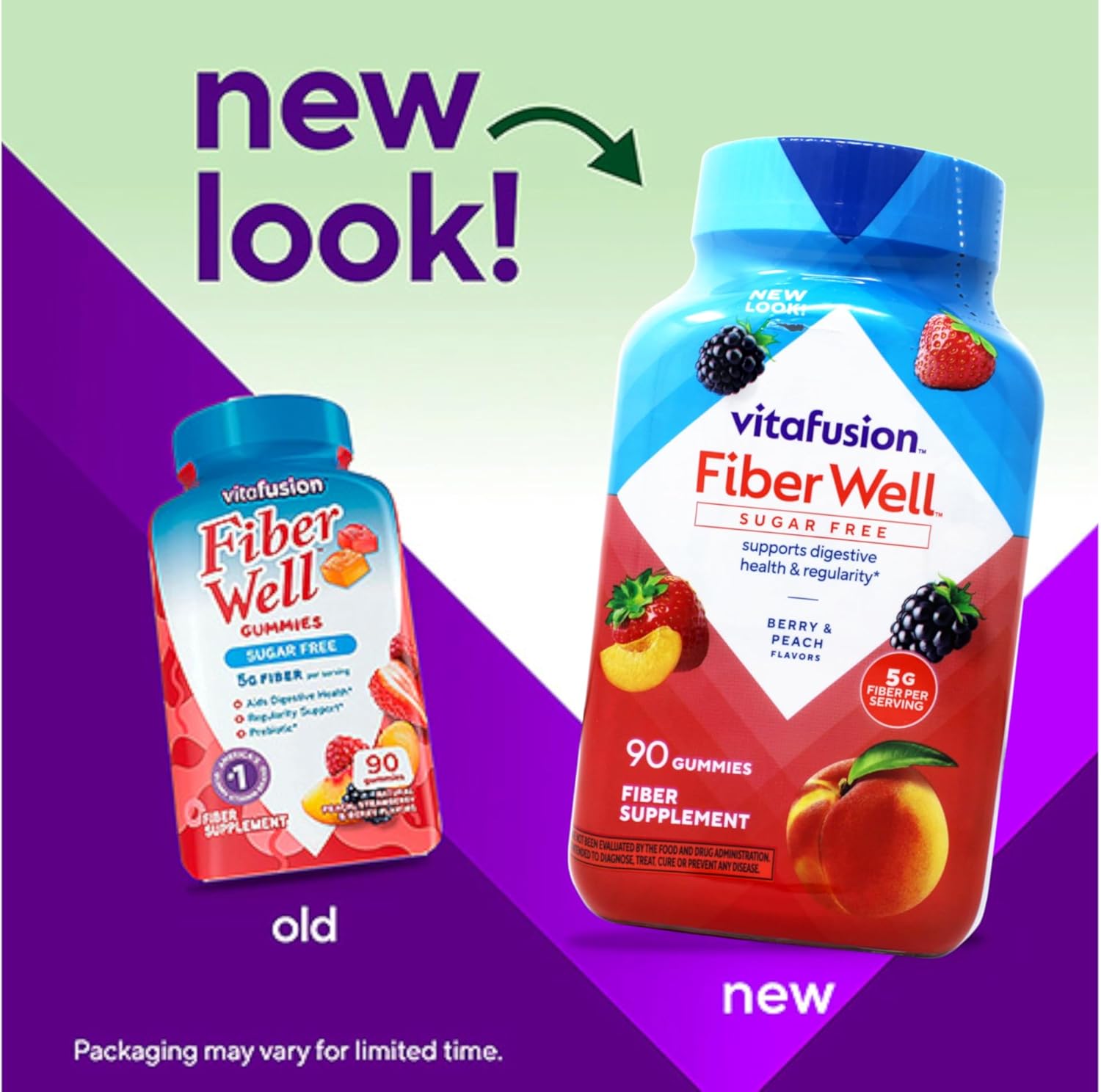 VitaFusion, Fiber Well Gummies, Fiber Supplement, Assorted Flavors - 90 gummies, Pack of 4