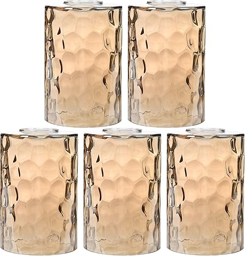 Miniatura 1 de Paquete de 5 pantallas de vidrio martillado ámbar de repuesto para accesorios de iluminación, 6 pulgadas de alto, pantalla de vidrio cilíndrica