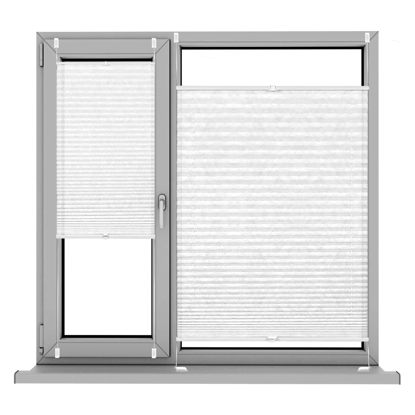 Pleated Blind non-woven fabric, 65 x 80 cm Light Filtering, Privacy Protection, No Drill Blinds Pleated Easy to Install Self Adhesive, for Bedroom Bathroom Kitchen, White
