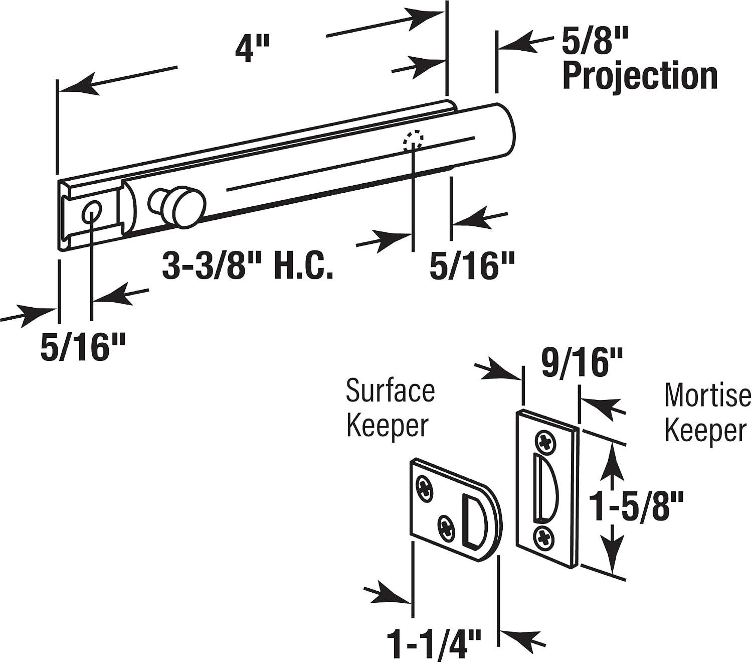 Prime-Line U 10306 Surface Bolt, Brass (Single Pack)