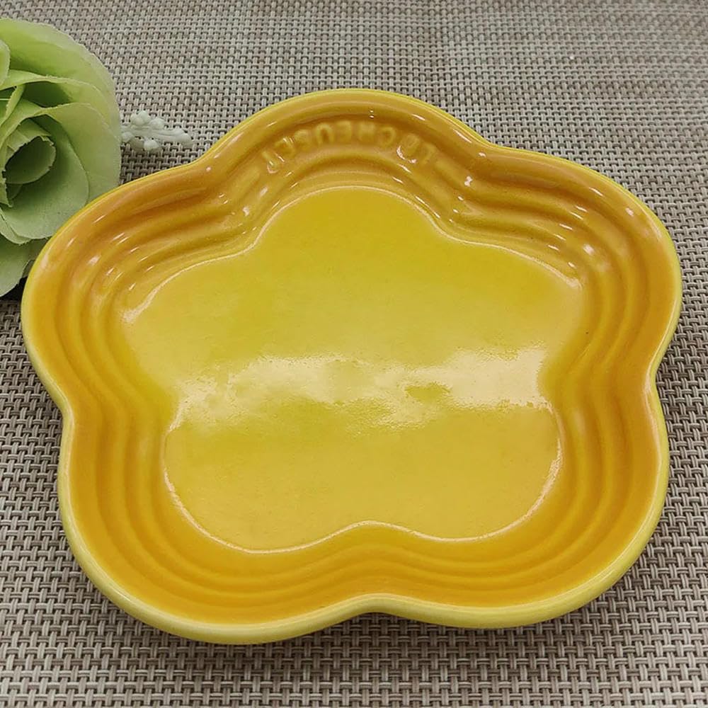 XIANGKANXUE Plum Blossom Small Plate 5.5Inches 14cm Rainbow Sauce Plate Flower Shaped Pet Gradual Spike Bone Plate Tableware Ceramic Dishs