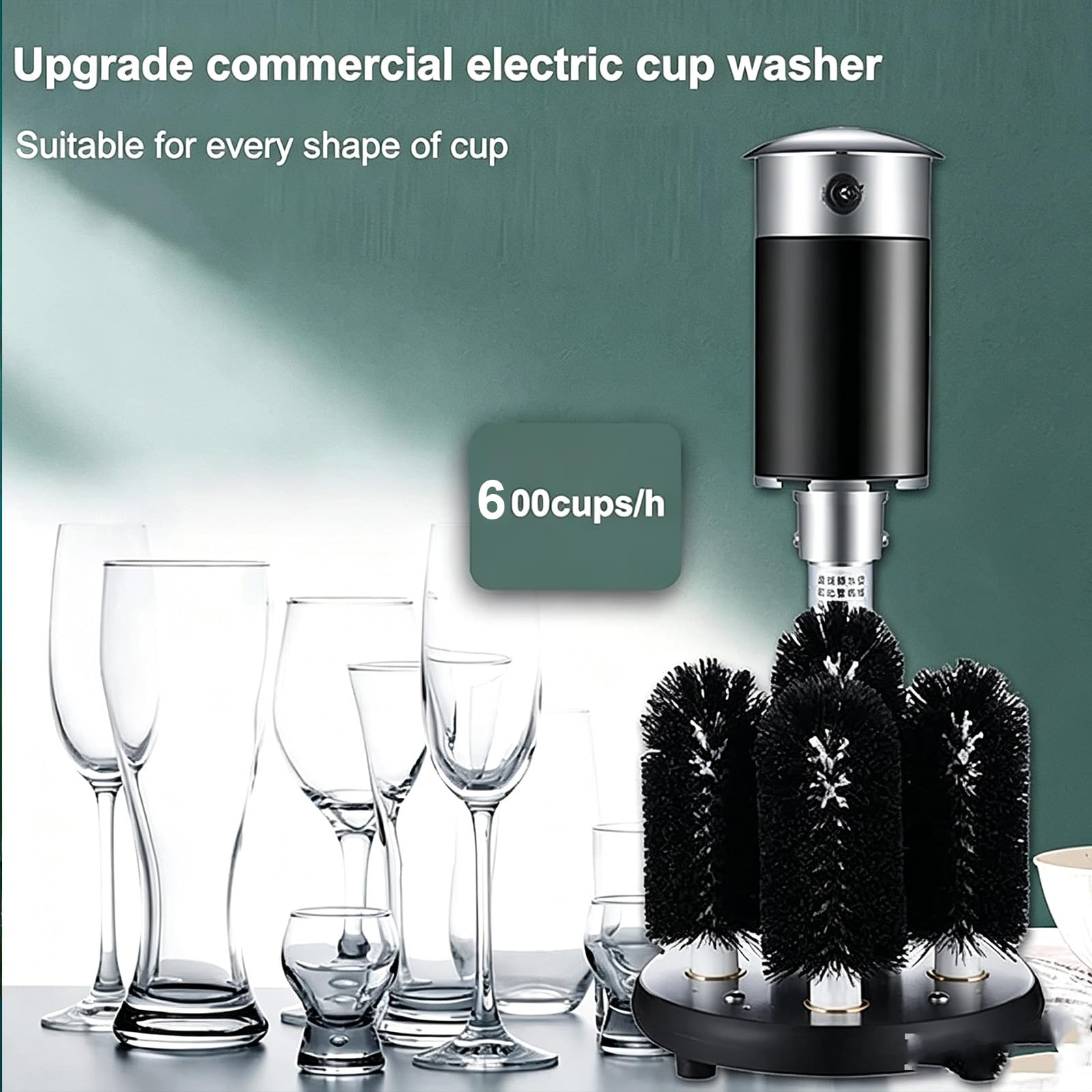 Lavavasos Automático, Lavavasos Eléctrico Comercial, Diseño Impermeable, Eficiencia De 500 Vasos/Hora, para Hoteles, Empresas De Catering, Bares Y Restaurantes.