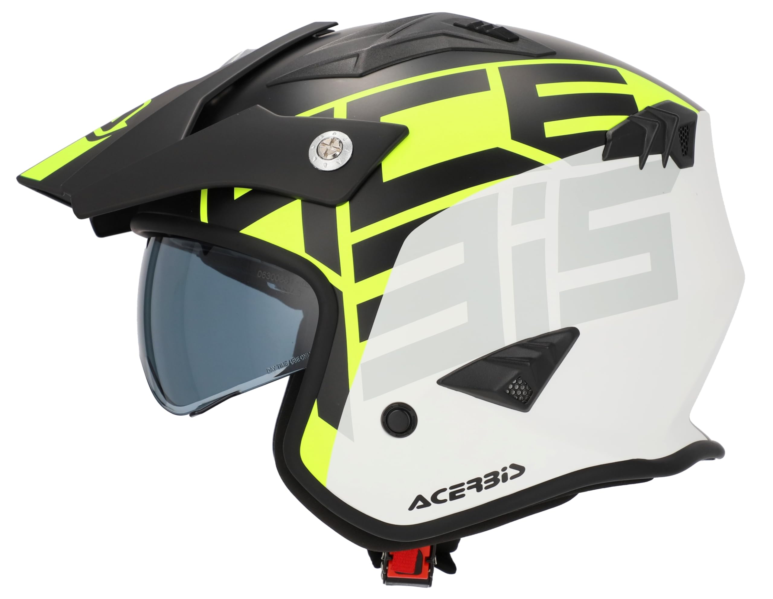 ACERBIS Helmets Casco Jet Aria Blanco Negro Fluor Totalmente Homologado 22.06 (L 59/60)