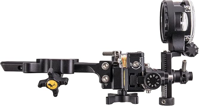 Trophy Ridge React One Pro Dovetail Bow Sight - Accuracy up to 100 Yards, Tool Less Windage and Elevation Adjustability, 2nd/3rd Axis Leveling, Adjustable Click Light