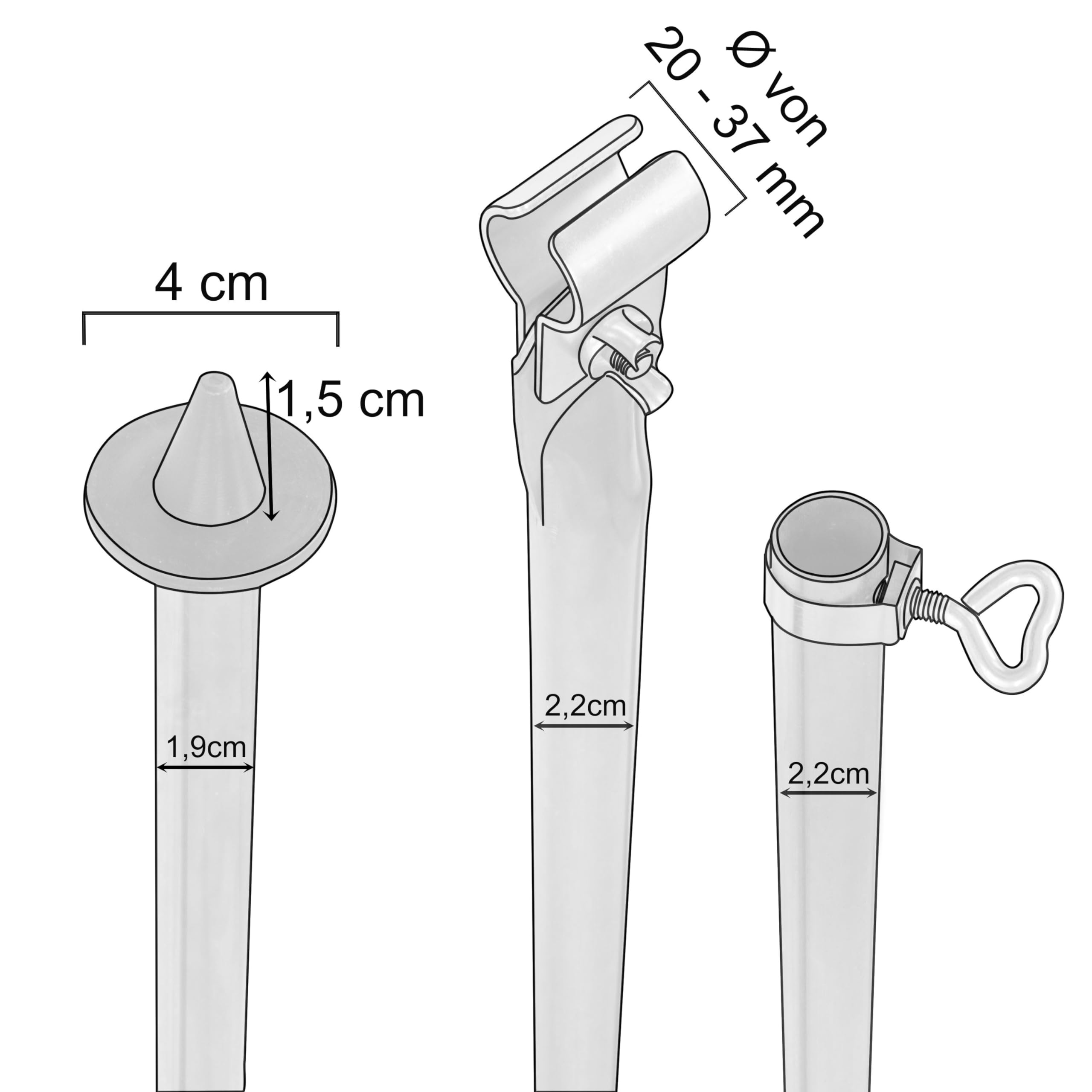 Teleskop Zeltstangen Set - Stahl ZeltstangeVerandastange Dachauflagestange Dachhakenstange Sturmstange