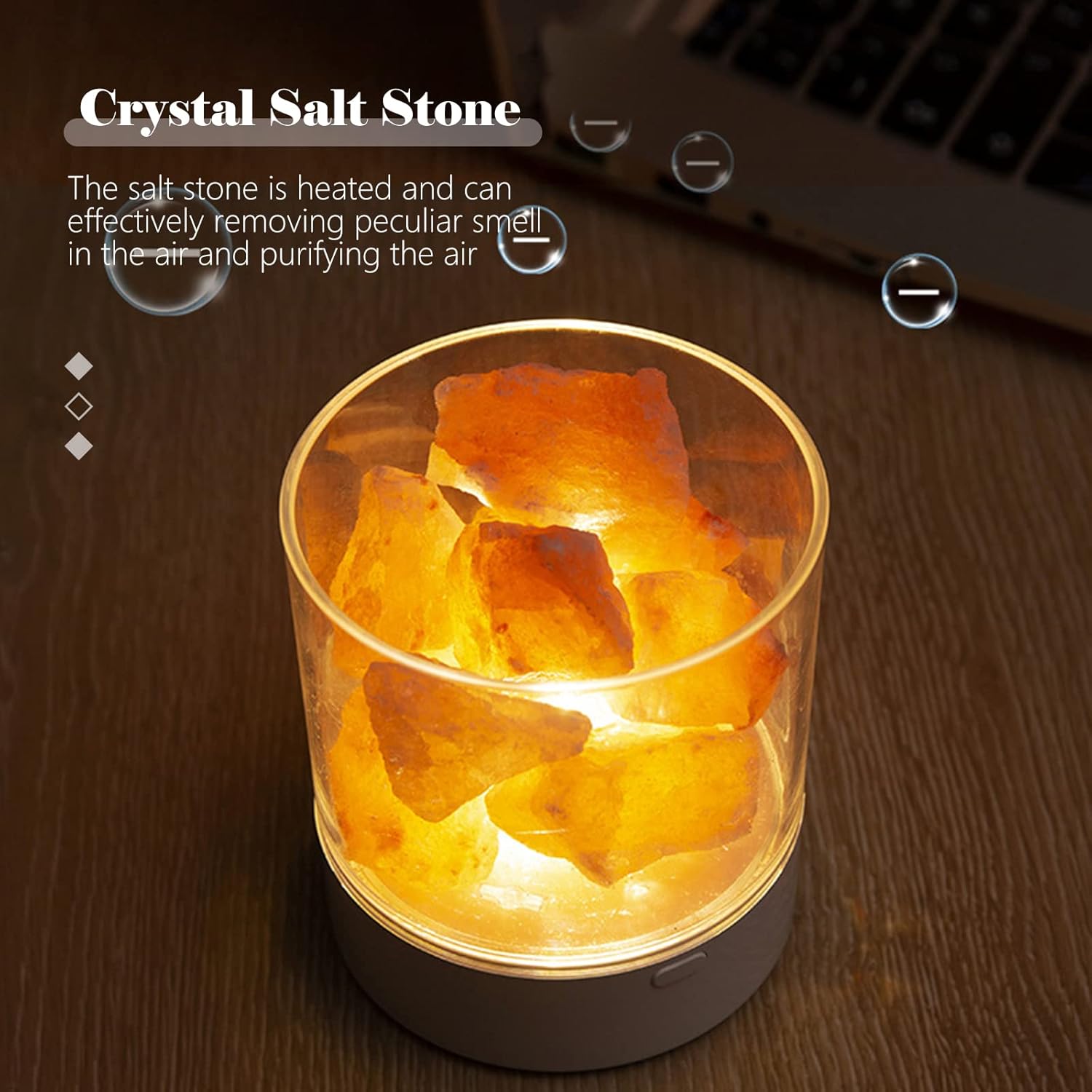 Himalayan Salt Stone Night 7 Colors LED Rock Crystal Lamp Portable USB Natural Air Purification Lamp for Car Home Office Bedroom Desk Decoration