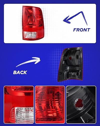 Miniatura 8 de AUTOONE - Ensamblaje de luces traseras mejorado para Dodge RAM, ensamblaje de lámpara trasera apto para 2009-2018 Dodge RAM Pickup parte trasera