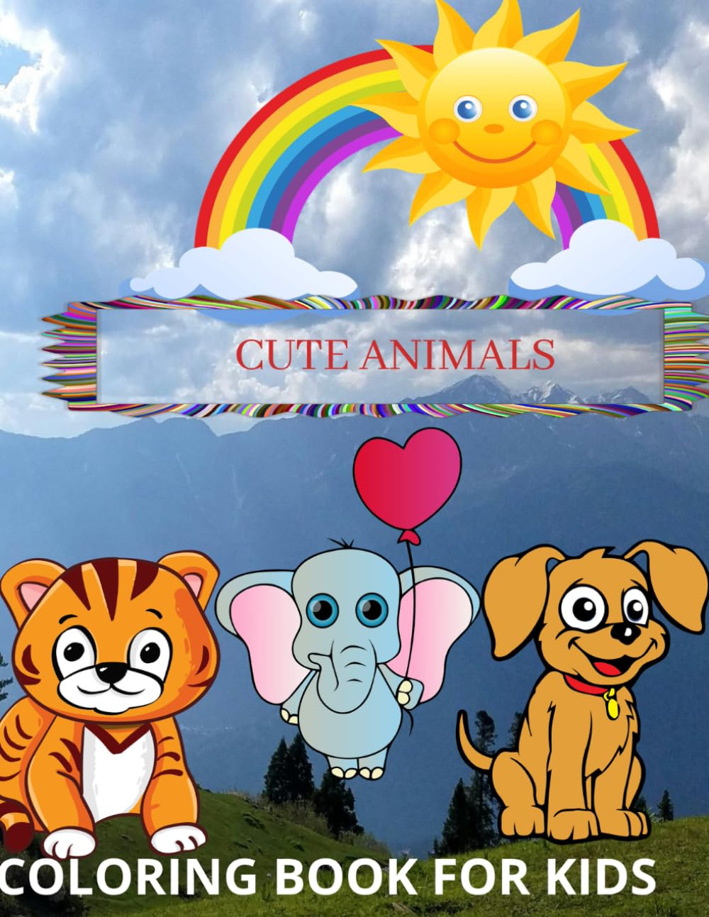 Animals Cute and Funny: Bold and Easy Coloring Book for Kids and adults
