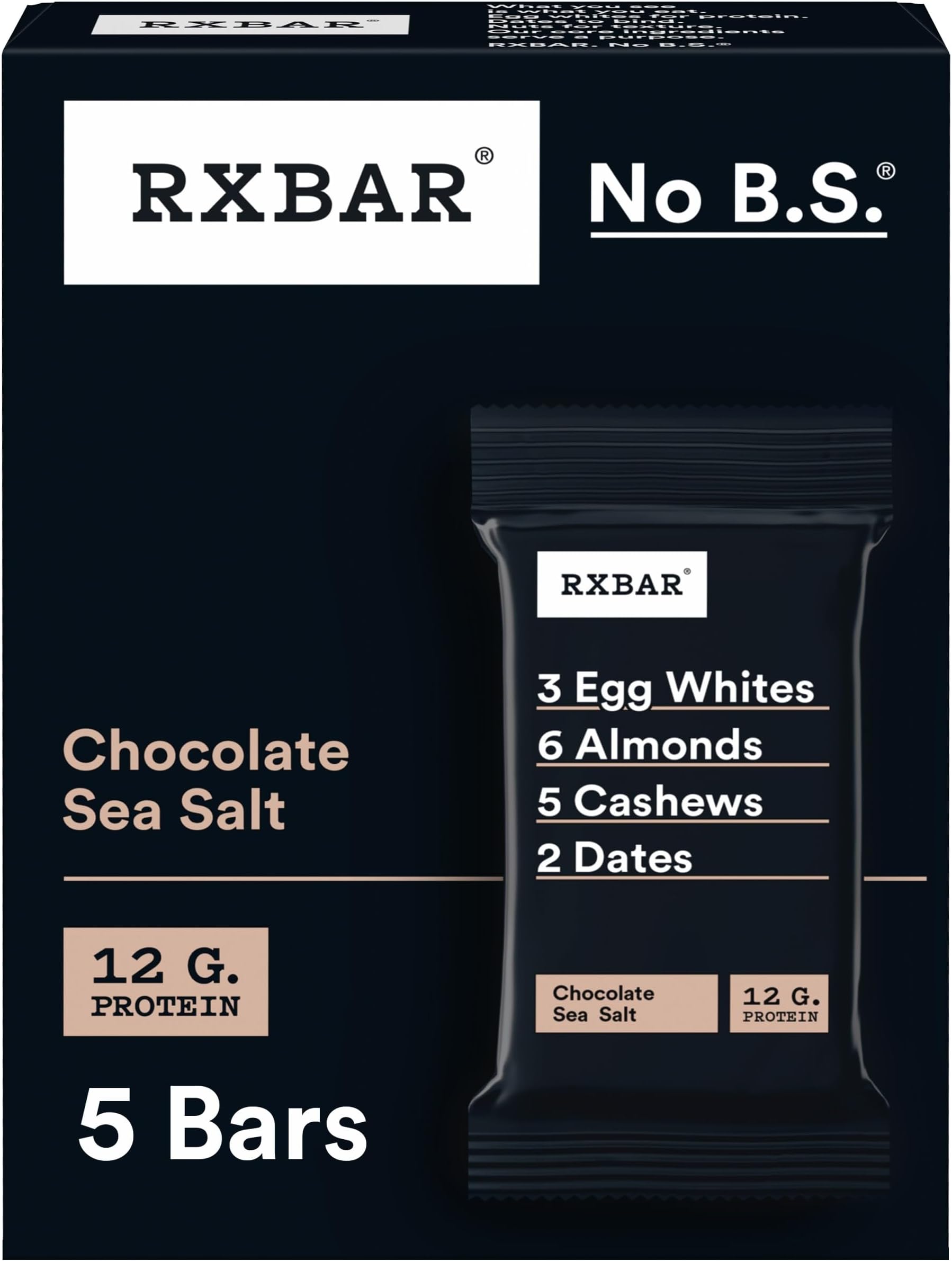 Protein Bars, Protein Snack, Snack Bars, Chocolate Sea Salt, 9.1oz (5 Count)