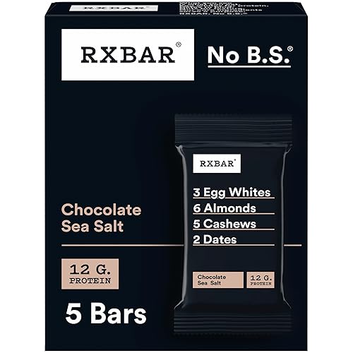 RXBAR Barras de proteínas, aperitivo de proteínas, barras de aperitivos, sal marina de chocolate, 9.15 onzas (5 barras)