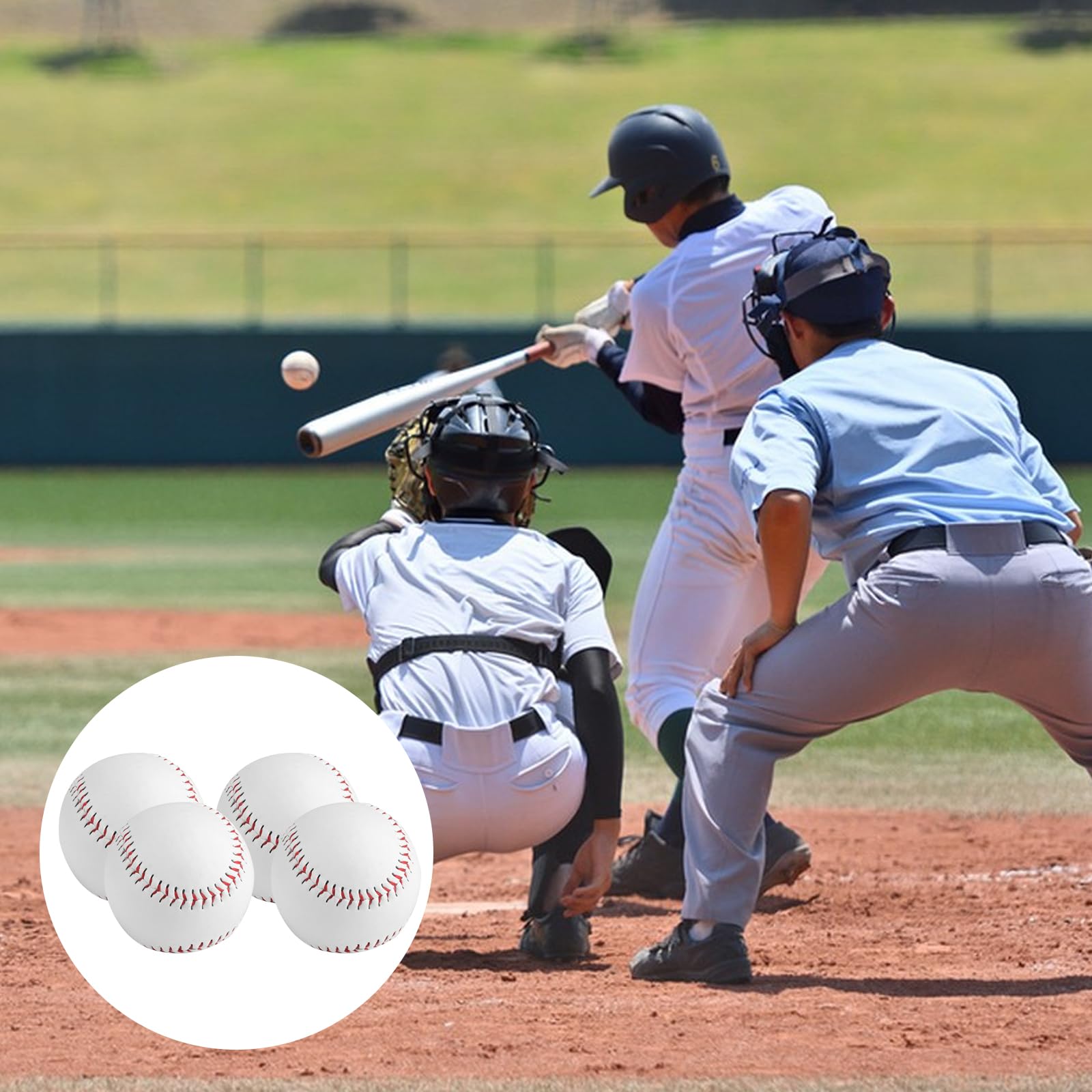 Pelotas de béisbol de 9 pulgadas cosidas a mano, PU, núcleo de goma dura y suave para adultos, entrenamiento