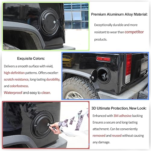 Miniatura 5 de Cubierta de tapa de tanque de gas con bloqueo para Hummer H2 2003-2009, puerta de llenado de combustible, cubierta del tanque de llenado de