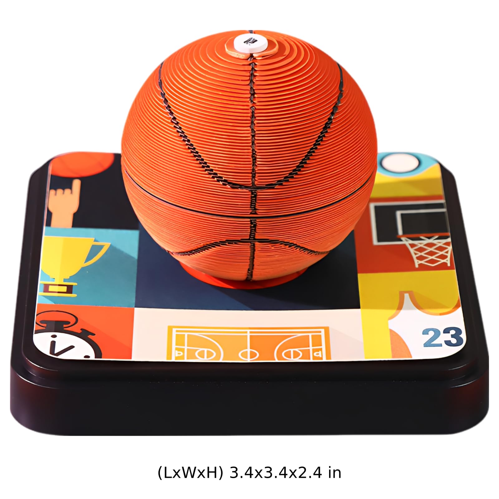 Papierowa rzeźba do koszykówki, kalendarz na biurko 2026, artystyczny notatnik 3D z 195 stronami, kreatywny prezent do biura i domu dla fanów sportu, 8,6 x 8,6 x 6,1 cm