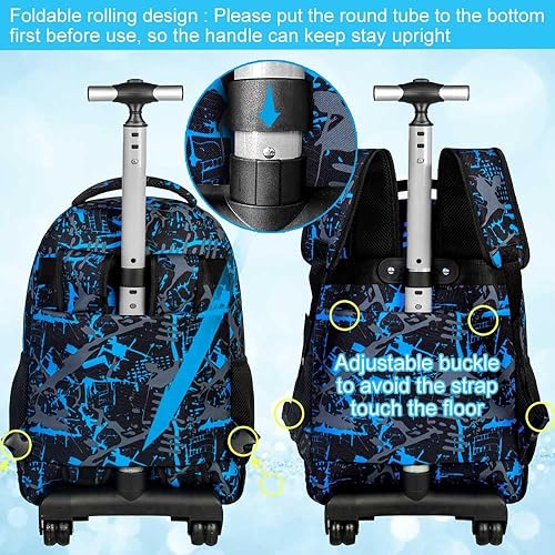 Miniatura 3 de ZLYERT Mochila con ruedas para mujeres y hombres, mochila con ruedas para niñas y niños, mochila de viaje para adultos, negro geometría , Moderno