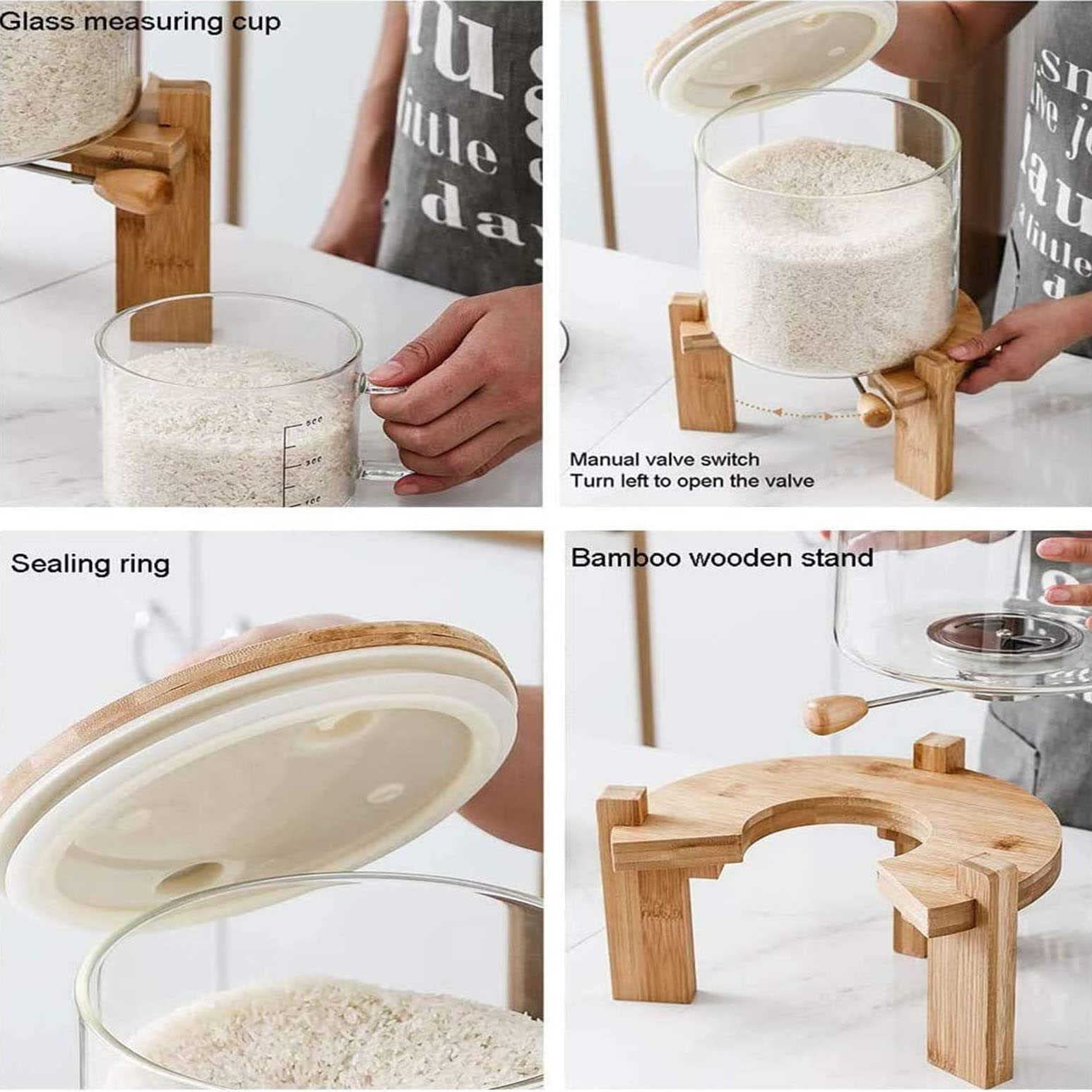 Dispenser Ermetico Per Riso E Cereali - Contenitore Con Indicatore Di Capacità, Antiumidità - Foto 6