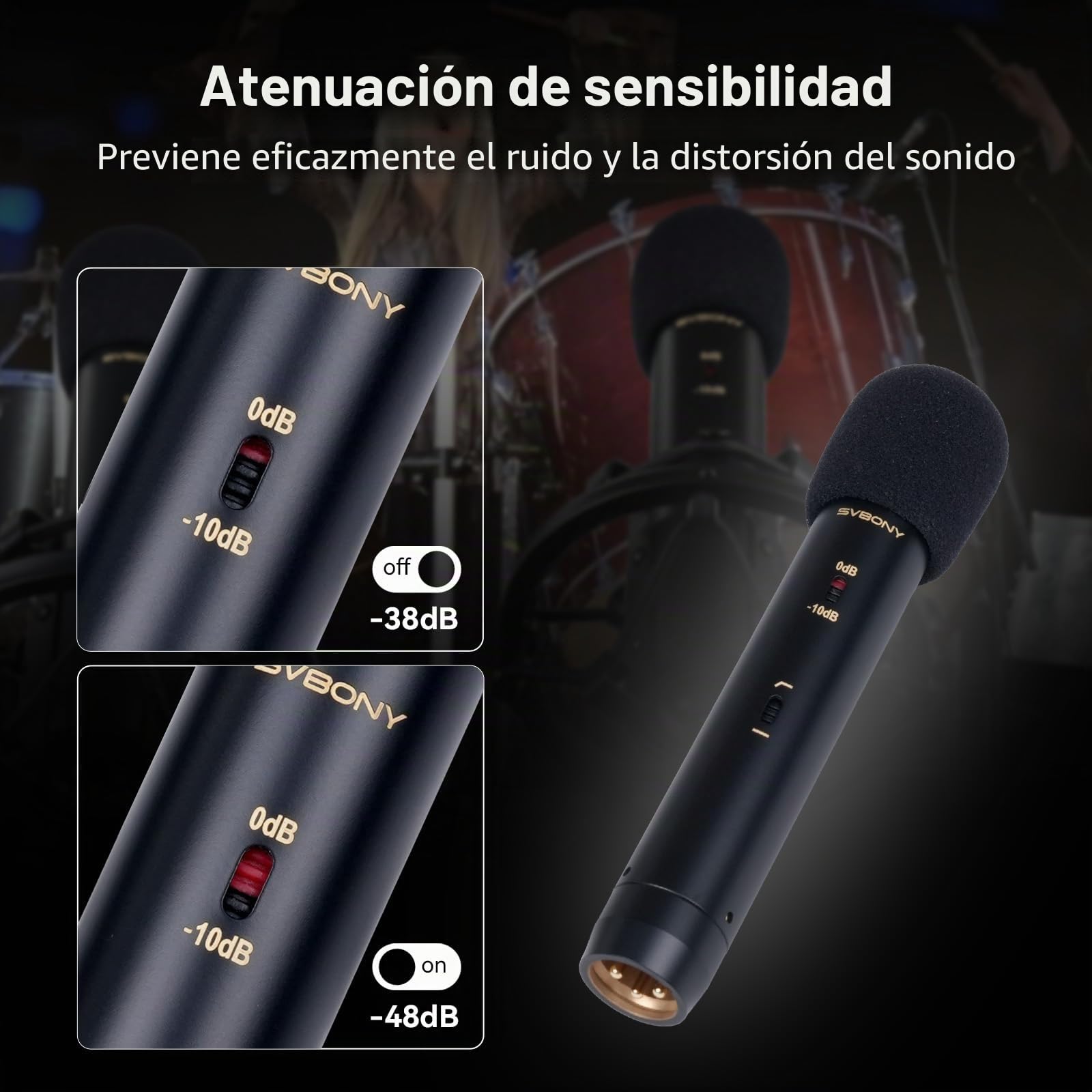 SVBONY SVMic M1 Micrófono de Condensador para la Grabación de Instrumentos | Kit Micrófono Dinámico Cardioide con Atenuación 10dB, Conector XLR de 3 Pines, Filtro Paso-Bajo 100Hz & SNR 78dB