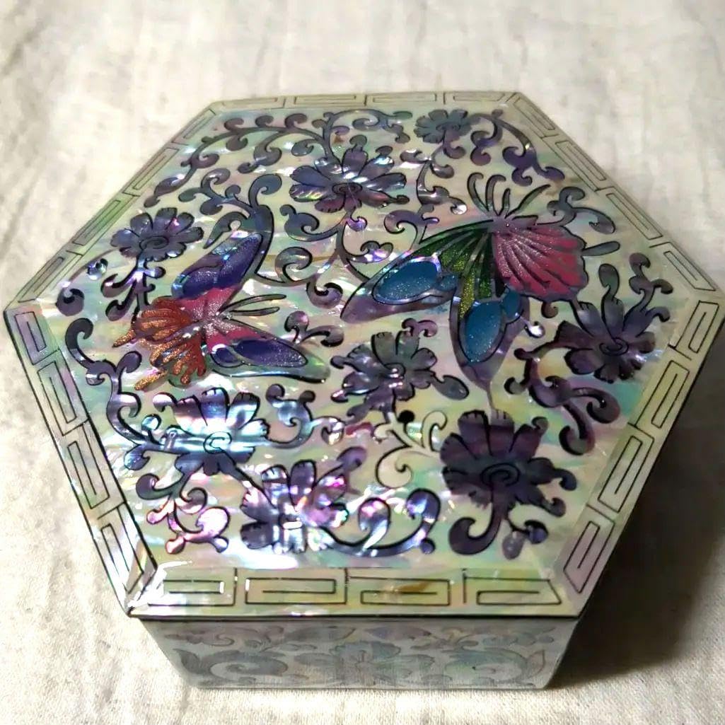 韓国伝統工芸品 螺鈿細工 ミニ小物入れ 宝石箱 螺鈿 六