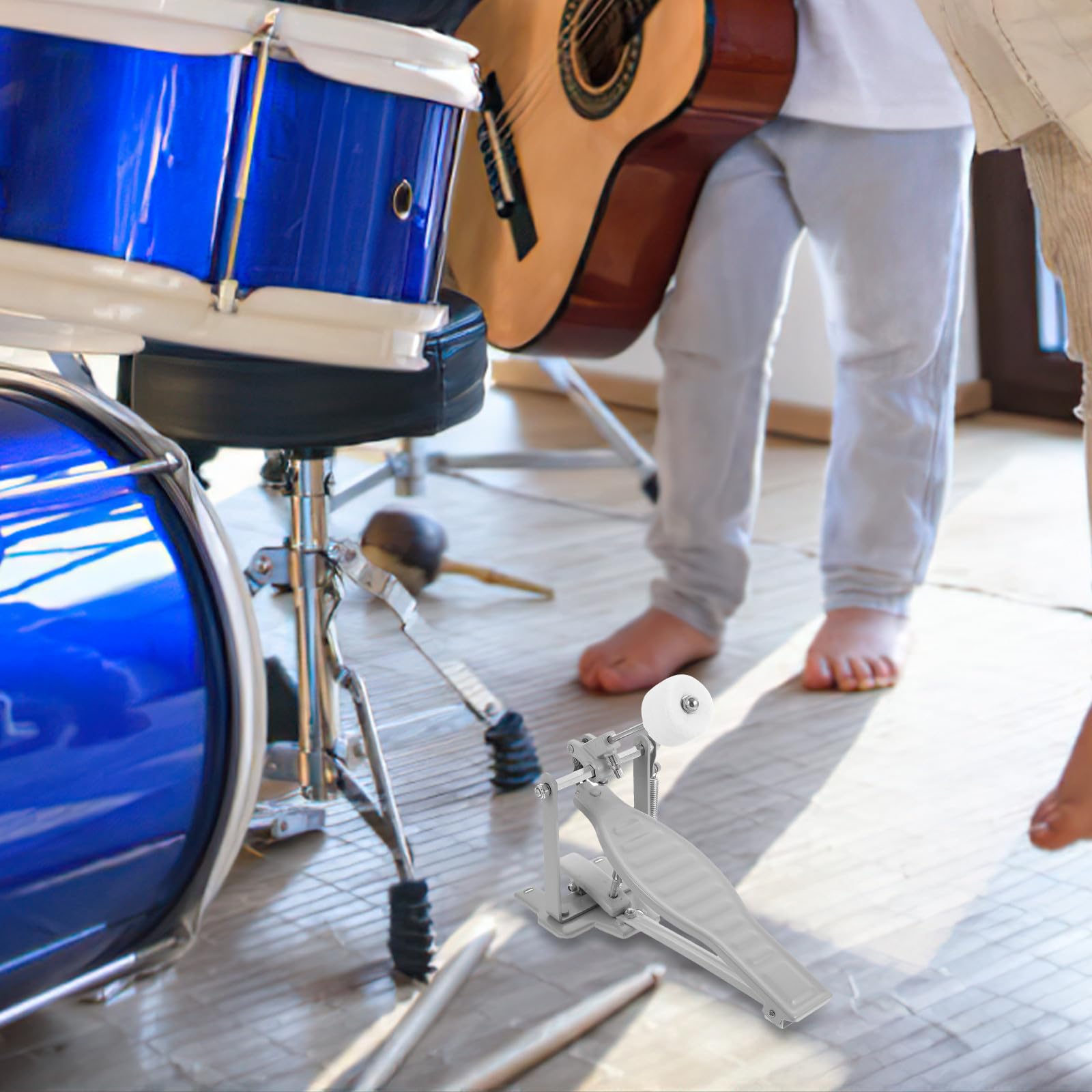 Zerodeko Pedal de Bombo para Batería de Percusión, Accesorio de Repuesto Plateado, Pieza Única Resistente para Kit de Batería, Adecuado para Mantenimiento y Uso Prolongado