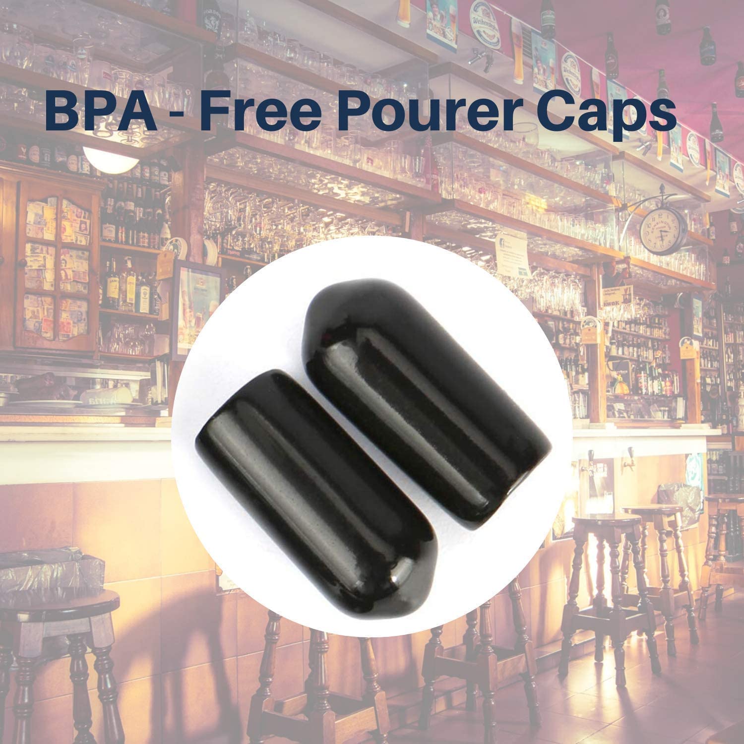 Rudra Exports Metal Bottle Pourers for Syrup Wine Olive Oil, Pouring Spouts for Liquor for Bar - Pack of 4 (with Black PVC Caps) + 1 PC Peg Measure + 1 Cleaning Brush - Image 4 thumbnail