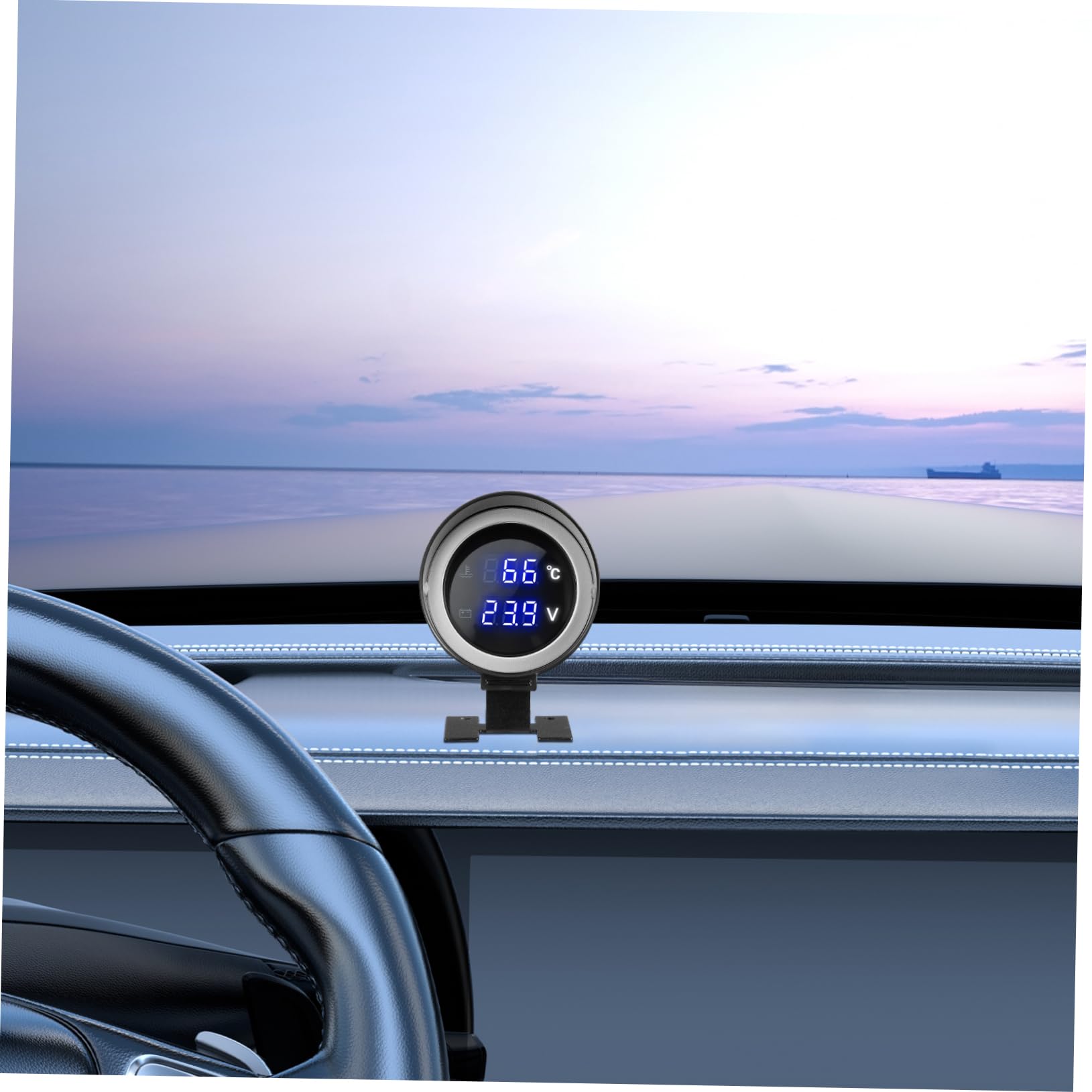 Ciieeo Manometro Digitale Temperatura e Voltmetro Auto Display LED Alta Precisione Adattatore Incluso per Installazione Rapida Compatibile con Moto Auto e Camion