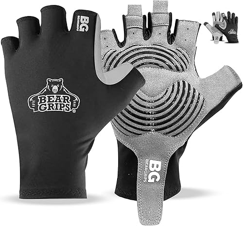 Bear Grips Guantes de levantamiento de pesas para hombres y mujeres  Guantes de levantamiento de medio dedo  Guantes de entrenamiento de dedo