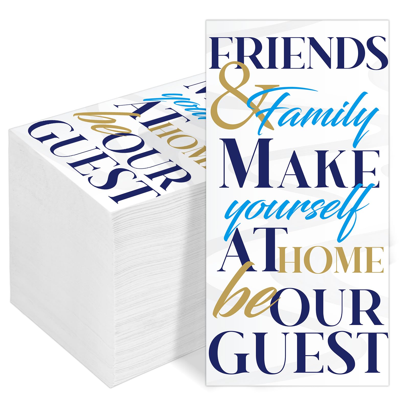 100 Pack Friends &amp; Family Guest Towels Disposable 2-ply Hand Towels Dinners Hand Napkins Soft Paper Napkins Absorbent Party Towels for Home Kitchen Bathroom Wedding Shower Parties Supplies 8" x 4"
