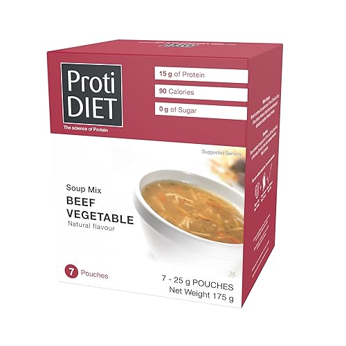 ProtiDIET Mezcla de sopa de verduras de res alta en proteínas, baja en calorías, sin grasa, sin azúcar, rápida y fácil de preparar, mezcla de sopa