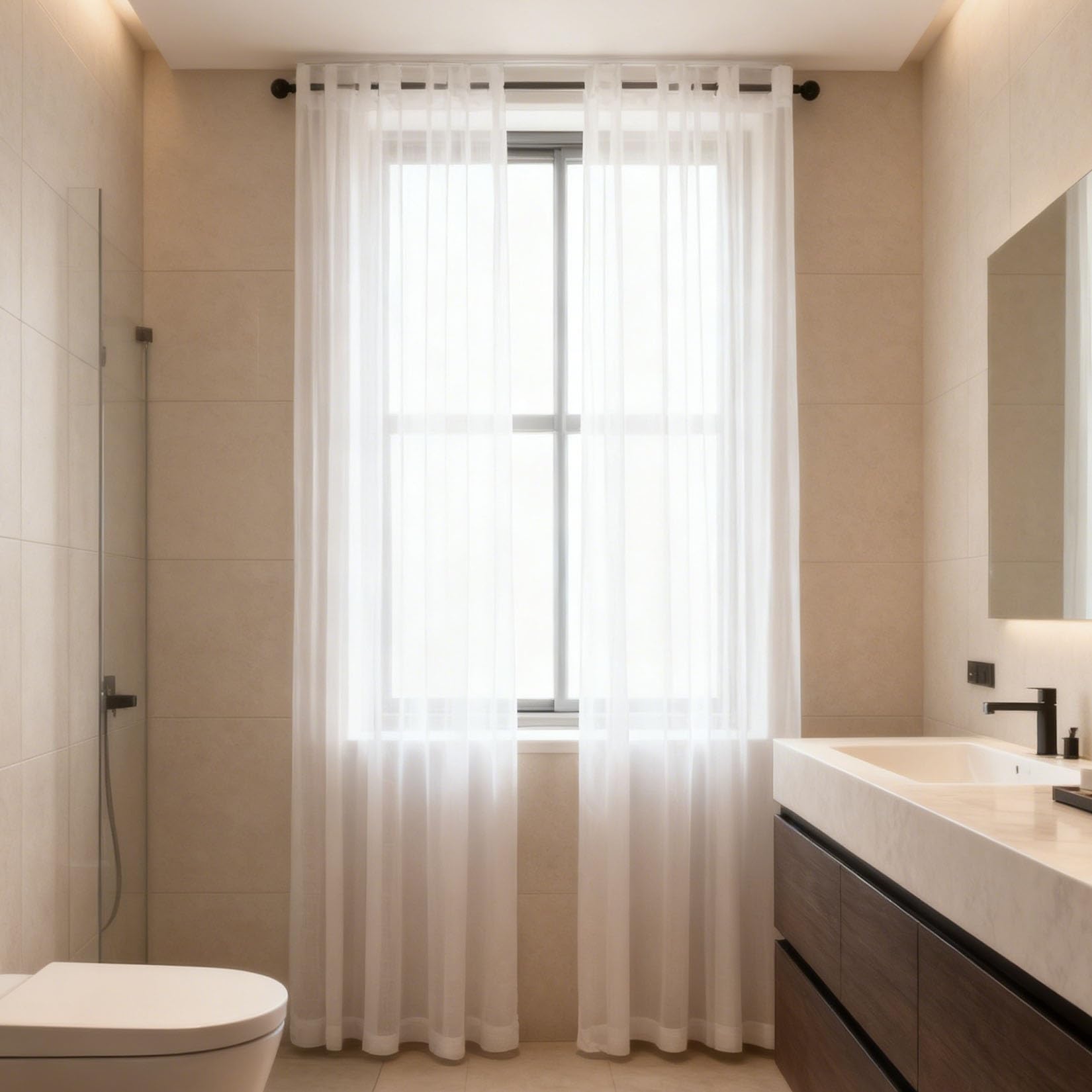 Rideau voile blanc 256 x 160 cm semi-transparent pour salon et chambre