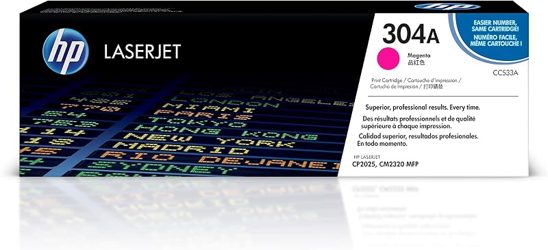 HP 304A Magenta Toner Cartridge | Works Color LaserJet CM2320 MFP, Color LaserJet CP2025 Series | CC533A