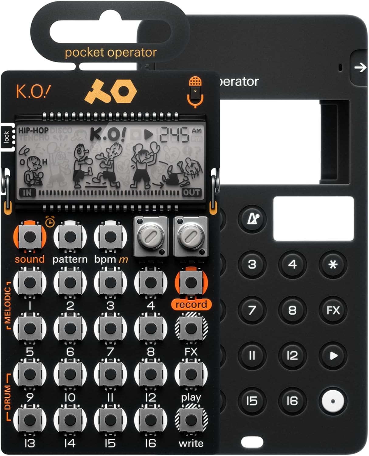 teenage engineering Pocket Operator PO-33 K.O.! and CA-X Silicon Pro-Case Black Bundle