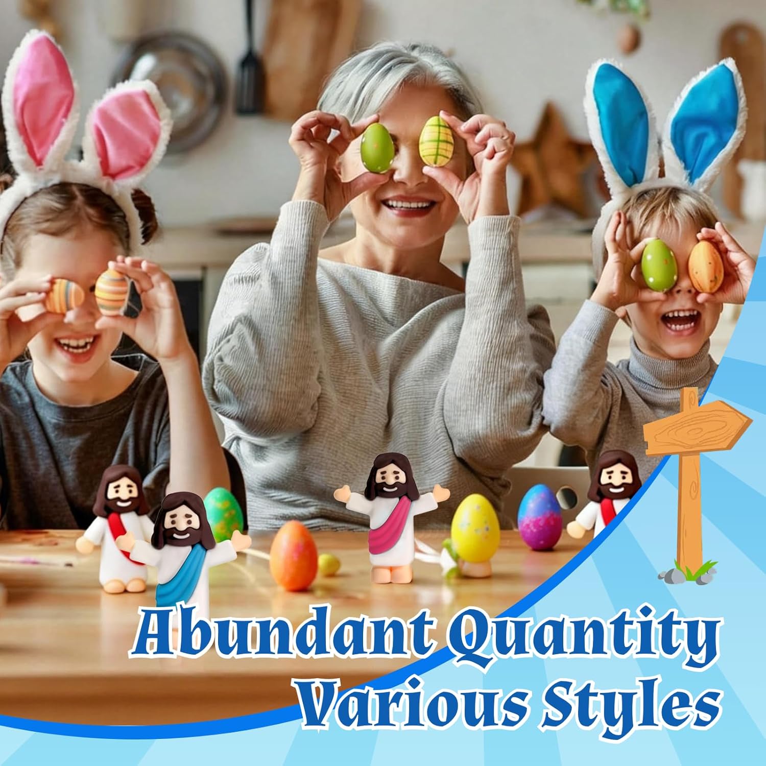 300Pcs Little Jesus Figures - Small Jesus Figurines in Bulk, Mini Rubber Jesus Figures, Miniature Figurines to Hide&Seek Religious Tiny Gifts for Easter Egg Stuffers Christmas Party Favor