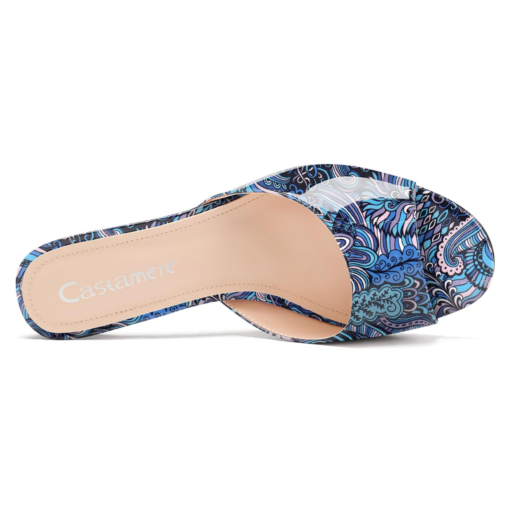 Castamere Mujer Redonda Abierta Punta Gatito Heel Mules Zapatos Sandalias Fiesta Baile Dress Slip-on Sandalias 6.5 CM Heels