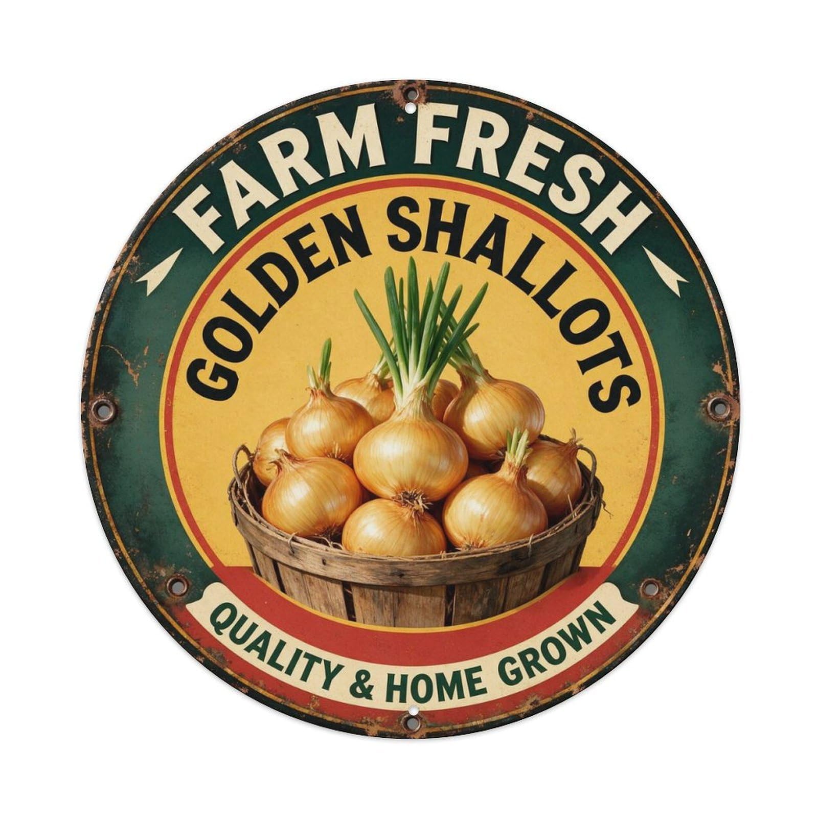 Farm Fresh Golden Shallots Metal Tin Sign Plaque