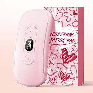Portable Heating Pad Period Cramps: 2 Timer 6 Heat Levels 6 Vibration Modes Cordless Electric Heating Pad for Back Pain Relief Menstrual Heating Pad (Light Pink)