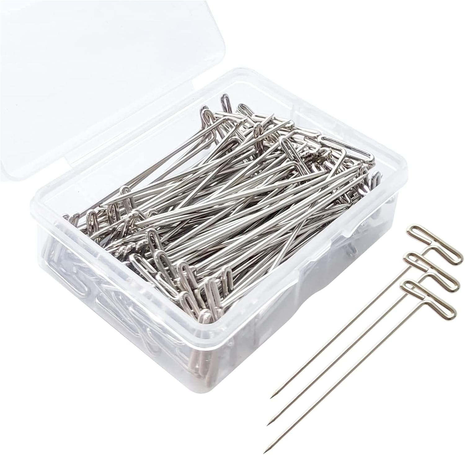 50 Pack 2 inch T Pins, T for Wigs, for Foam Head, T for Sewing, T for Blocking Knitting, Wig T, Blocking, T Pins for Office Wall 2 inch/ 51 mm
