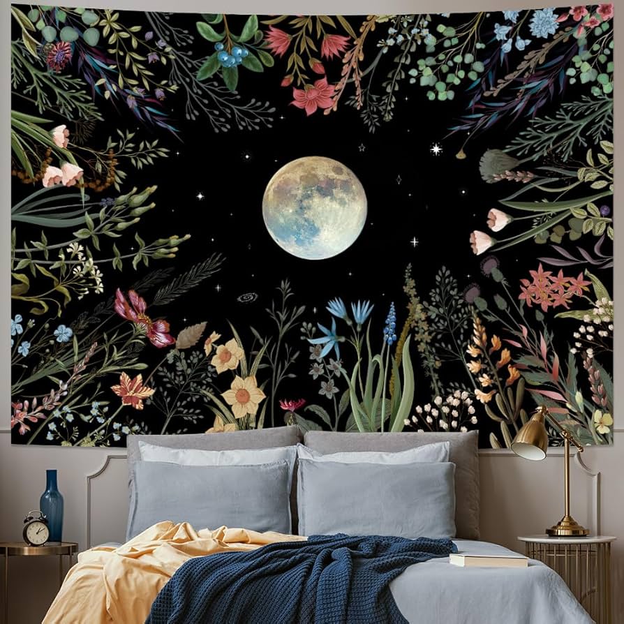 Amazon.com: Amhokhui Moonlit Garden Tapestry Boho Moon