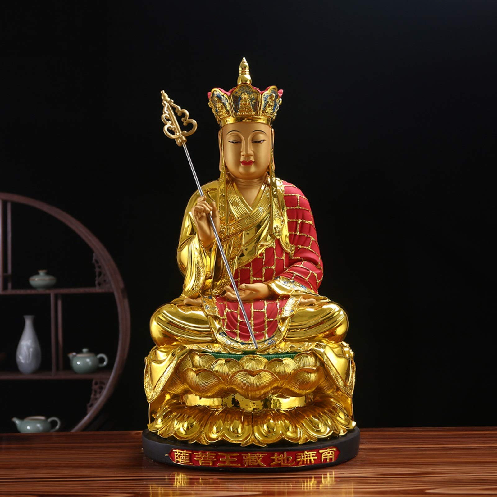 For el hogar, oficina, escritorio, mesa, decoración del baño, estatuas de Buda, decoración del hogar, resina, estatua de Buda TangSeng, adornos de Feng Shui de 21,6/25,6 pulgadas, la mejor estatua int