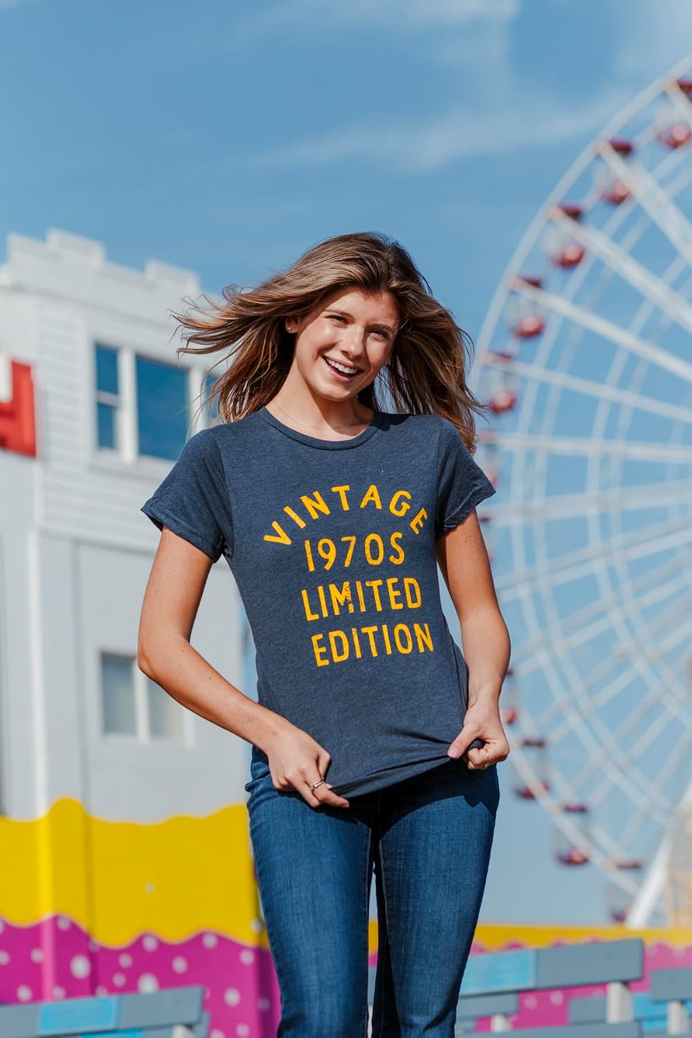 Womens Vintage 1970s Limited Edition T Shirt Funny Cool 1970 Theme Classic Tee for Ladies