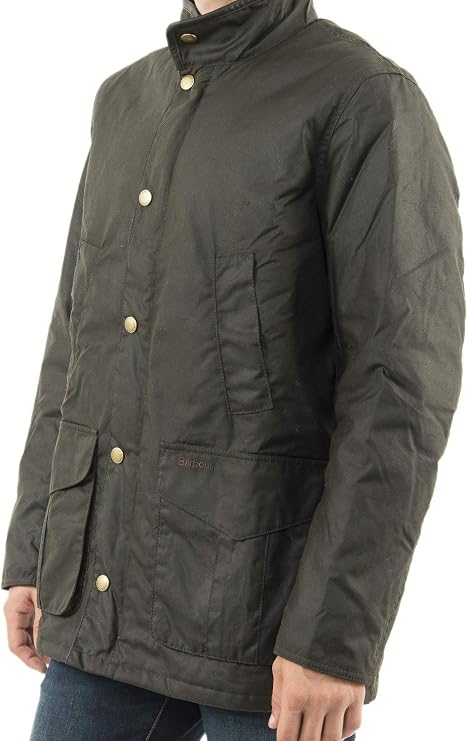 Barbour Mens Hereford Wax Cold Weather Warm Trucker Jacket Green L