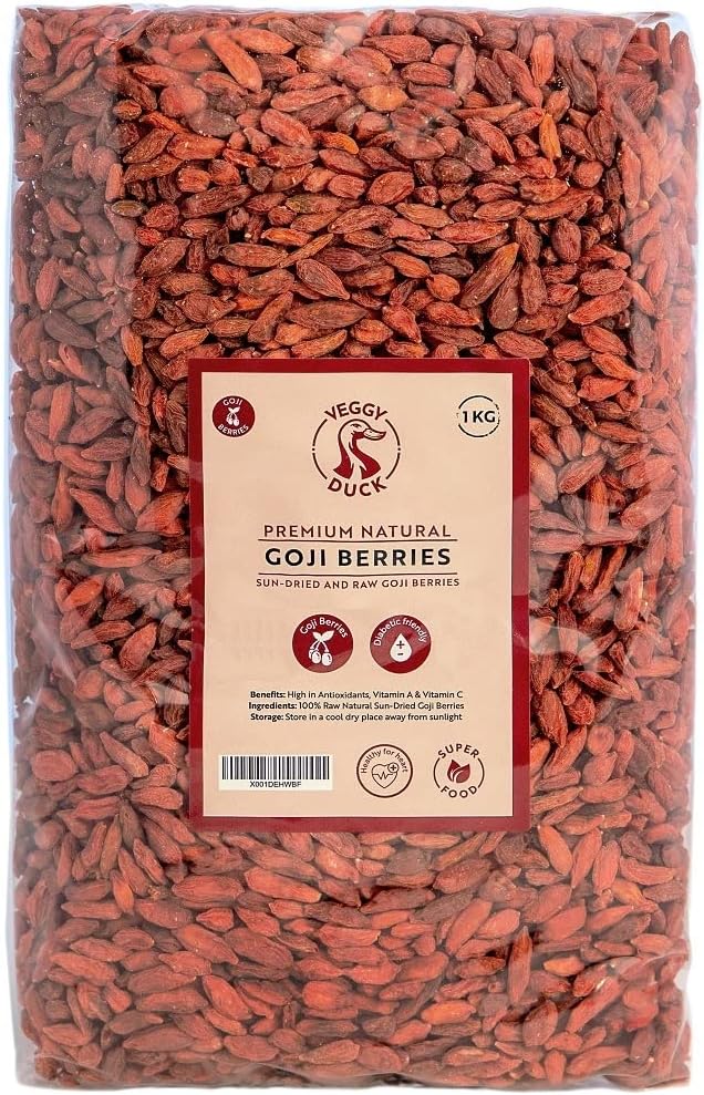 Veggy Duck - Natural Raw Goji Berries (1Kg) - Premium Quality | Sun-Dried | GMO Free